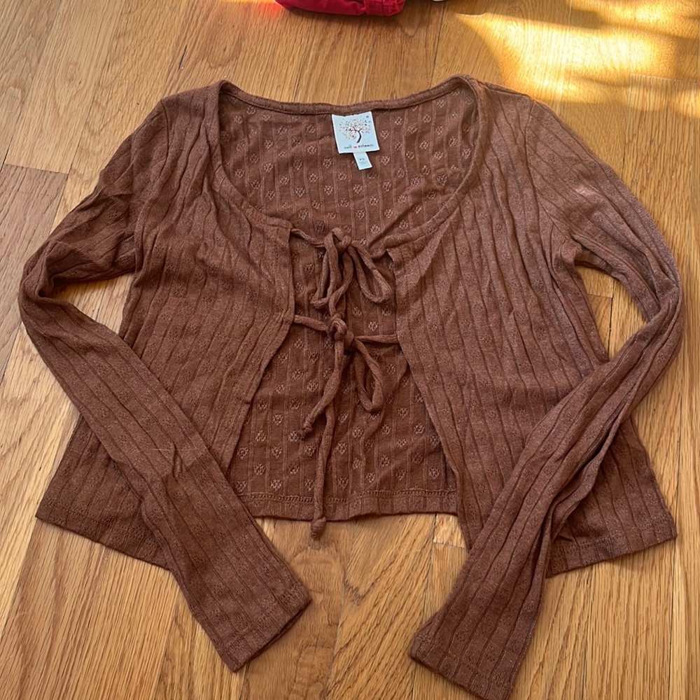 Cute brown tie up crop top from macys